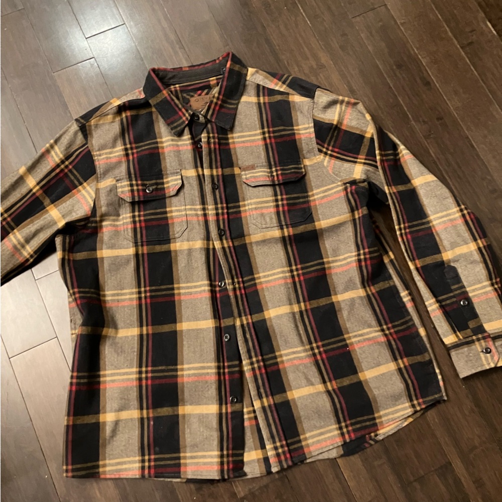 Orvis Men's Plaid Button-Down Shirt in Black, Tan, Yellow & Red